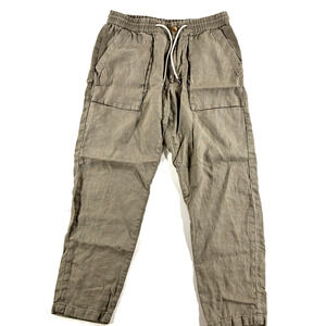 Proper Cloth Linen Pants Womens M Brown Flat Front Stretch Drawstring Jogger